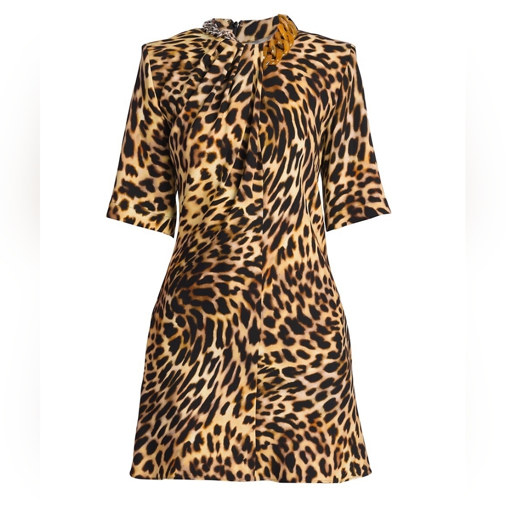 STELLA MCCARTNEY Cheetah Print Falabella Dress IT 40 US 4-6 S Org $1,950